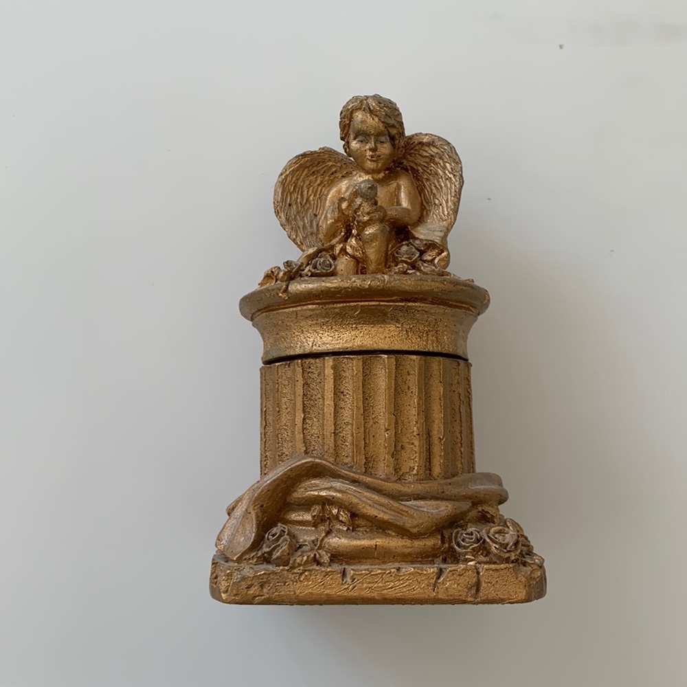 Figi Graphics Vintage Cherub Grecian Pillar Trinket Box